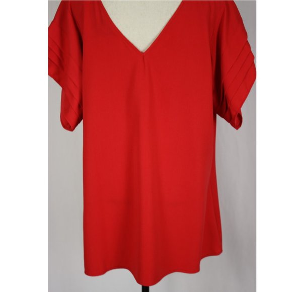 NWOT City Chic Berry Red Bell Sleeve Tunic Size 20 - Picture 9 of 10